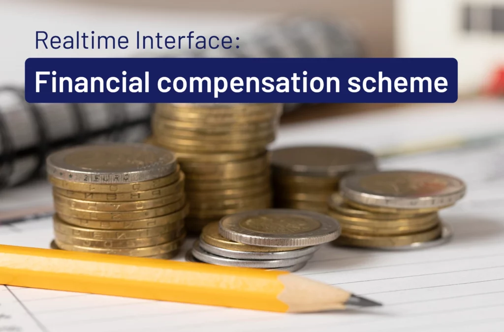 Thumbnail with picture of coins, with title "Realtime Interface, financial compensation scheme"