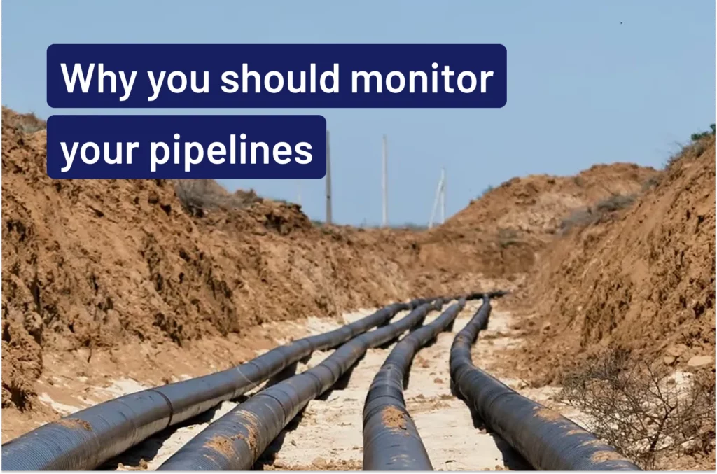 thumbnail picture with exposed pipelines and the text why you should monitor your pipelines in the right top corner in white letters with a dark blue/purple background