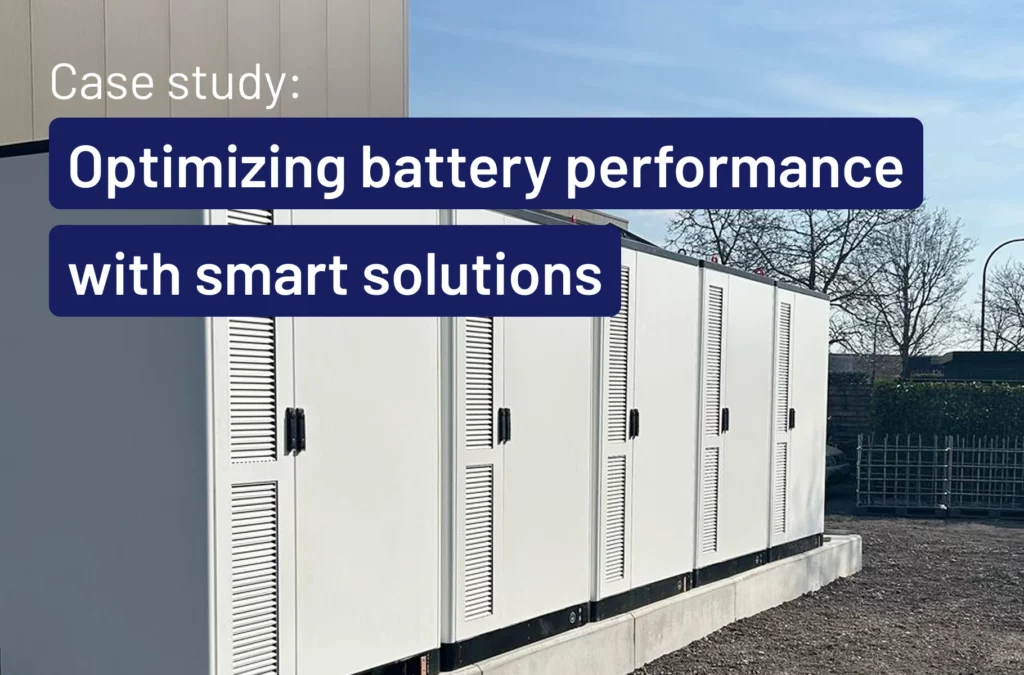 battery storage system with text over it: case study: optimizing battery performance with smart solutions