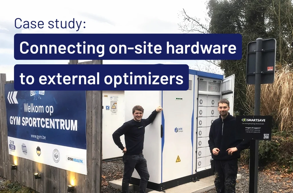 photo of the smartsave team at an asset site, with the text: connecting on-site hardware to external optimizers on top of it